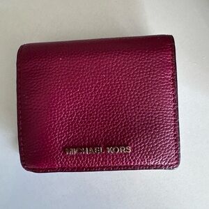 Michael Kors Dark Red Leather Card Holder and wallet